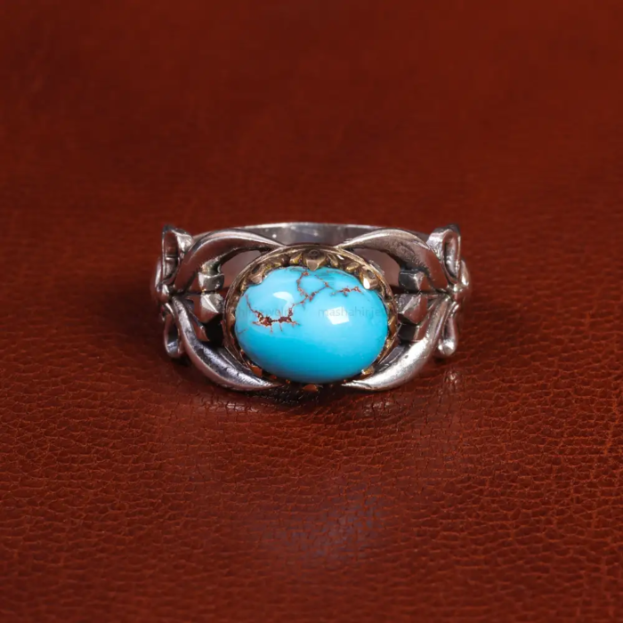 Handcrafted Men’s Silver Ring with Nishaburi Turquoise