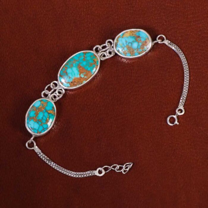 Authentic Nishaburi Real Turquoise Stone Bracelet for Women’s on 925 Silver