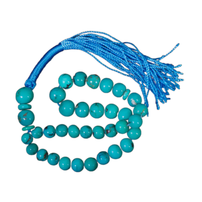 Genuine Turquoise Stone Treasure Tasbih (Islamic prayer beads), 33 beads