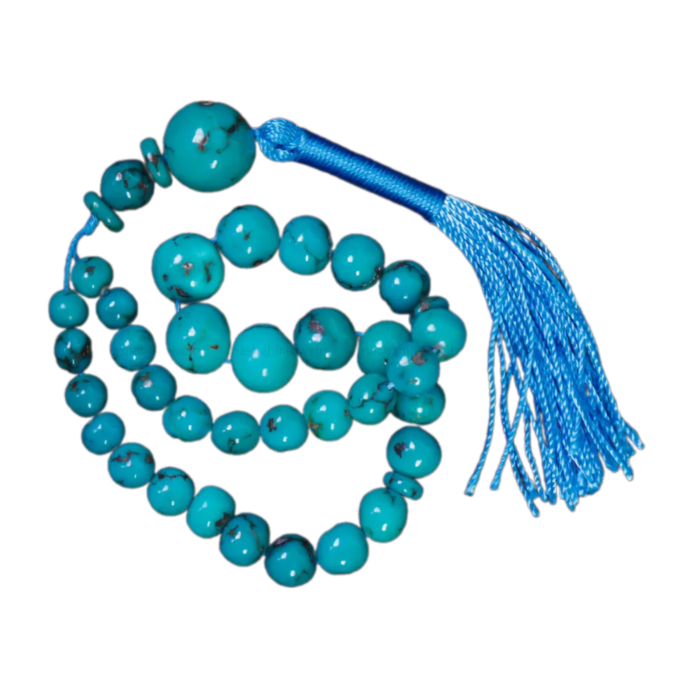 Artisanal Turquoise Meditation Tasbih (Islamic prayer beads), 33 beads