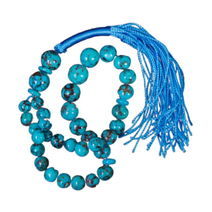 Authentic Turquoise (firoozeh) Reflection Tasbih Prayer, 33 beads