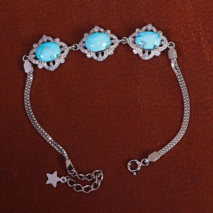 Elegant Real Turquoise Stone Bracelet for Women’s on 925 Silver