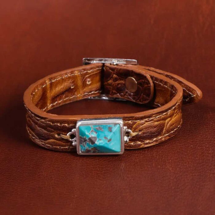 Firooze Bracelet Grandeur, Genuine Turquoise Leather Ensemble