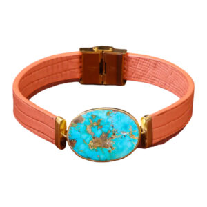 Firooze Bracelet Opulence, Shajari Turquoise on Real Leather