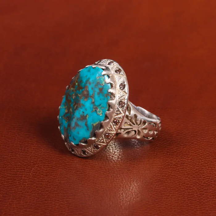 Men’s Silver Ring with Nishaburi Turquoise - Collector’s Choice, Code 19525