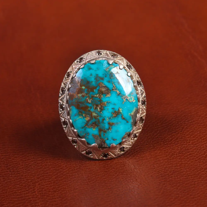 Men’s Silver Ring with Nishaburi Turquoise - Collector’s Choice, Code 19525