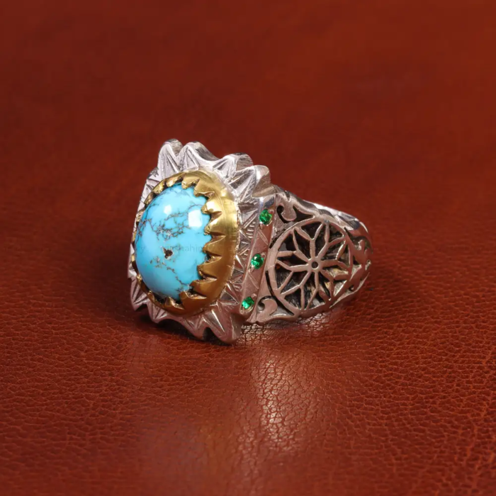 Artisan Men’s Silver Ring with Nishaburi Turquoise, Code 19545