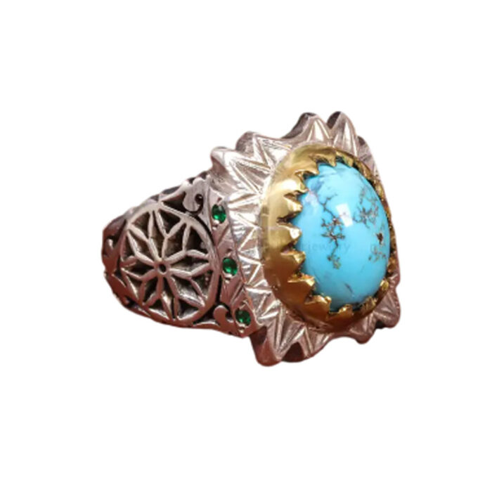 Artisan Men’s Silver Ring with Nishaburi Turquoise, Code 19545