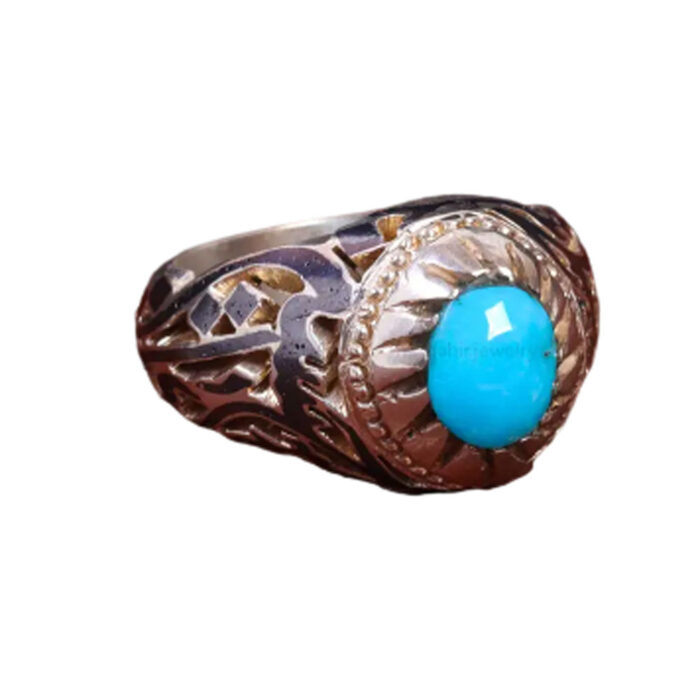 Men’s Nishaburi Turquoise Silver Ring - Timeless Elegance, Code 19547