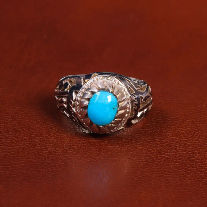 Men’s Nishaburi Turquoise Silver Ring - Timeless Elegance, Code 19547