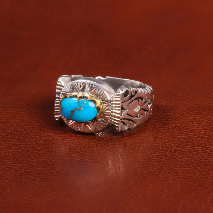 Men’s Silver Ring with Nishaburi Natural Turquoise, Code 19554