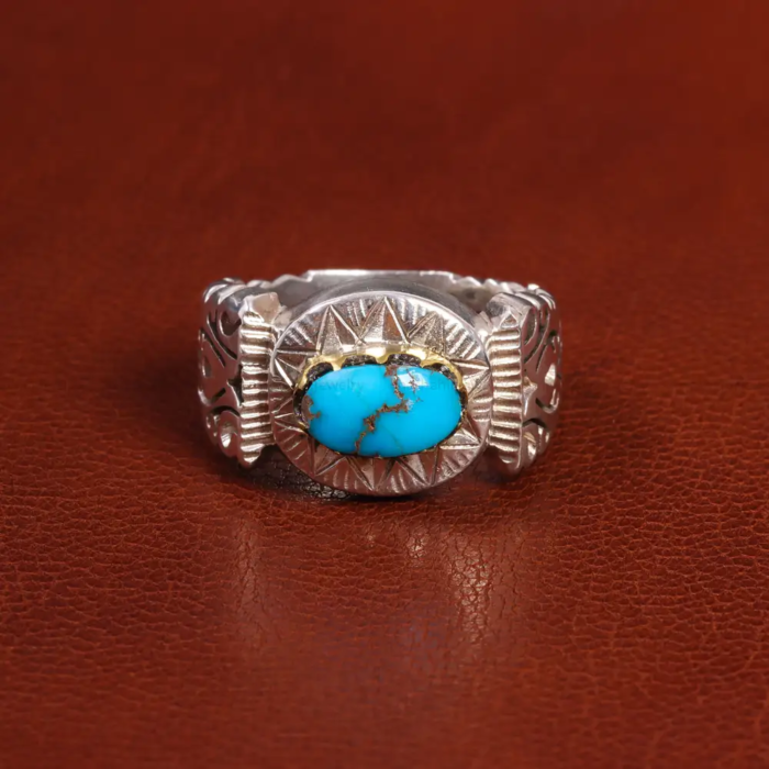 Men’s Silver Ring with Nishaburi Natural Turquoise, Code 19554