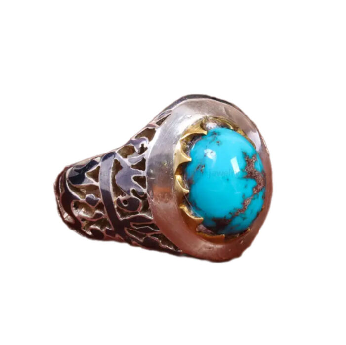 Men’s Fashion Silver Ring with Real Nishaburi Turquoise, Code 19571