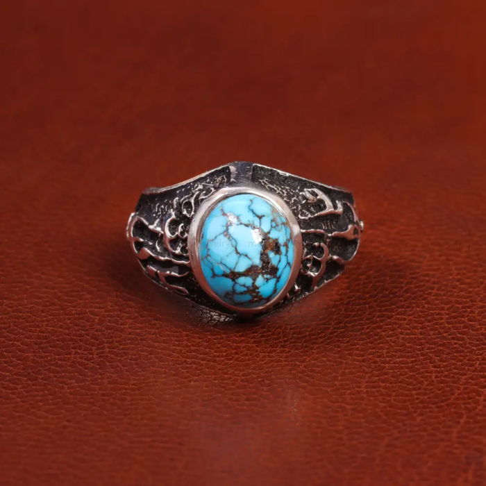 Men’s Sterling Silver Ring with Real Turquoise code 19580