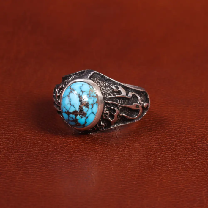 Men’s Sterling Silver Ring with Real Turquoise code 19580