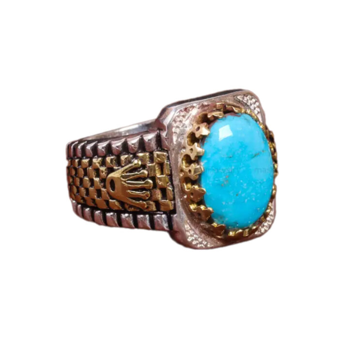 Classic Men’s Silver Ring Adorned with Nishaburi Turquoise