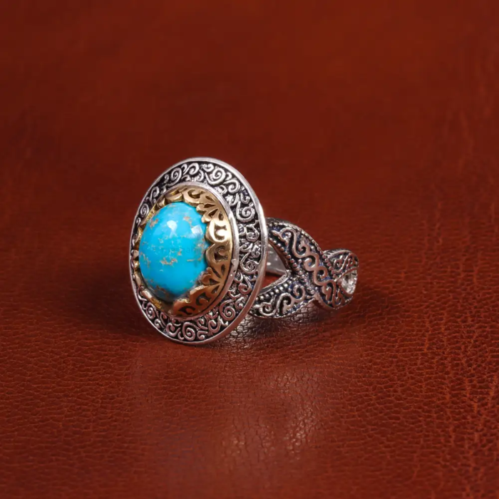 Real Bespoke Nishaburi Turquoise Men’s Silver Ring