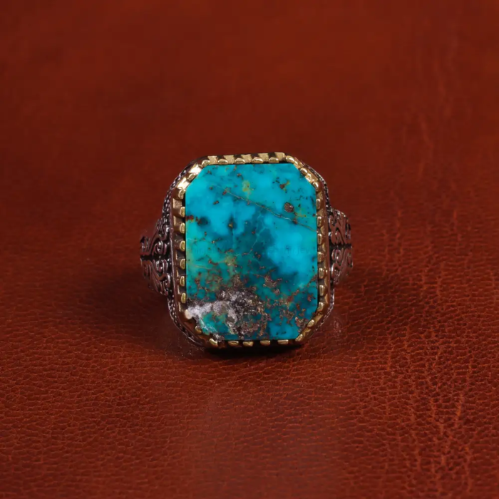 Men’s Silver Ring with Premium Nishaburi Turquoise