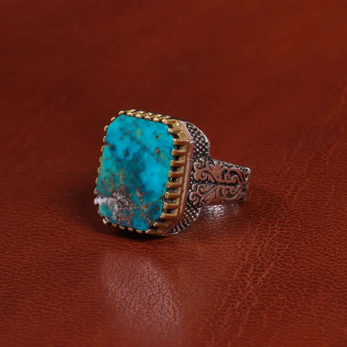 Men’s Silver Ring with Premium Nishaburi Turquoise