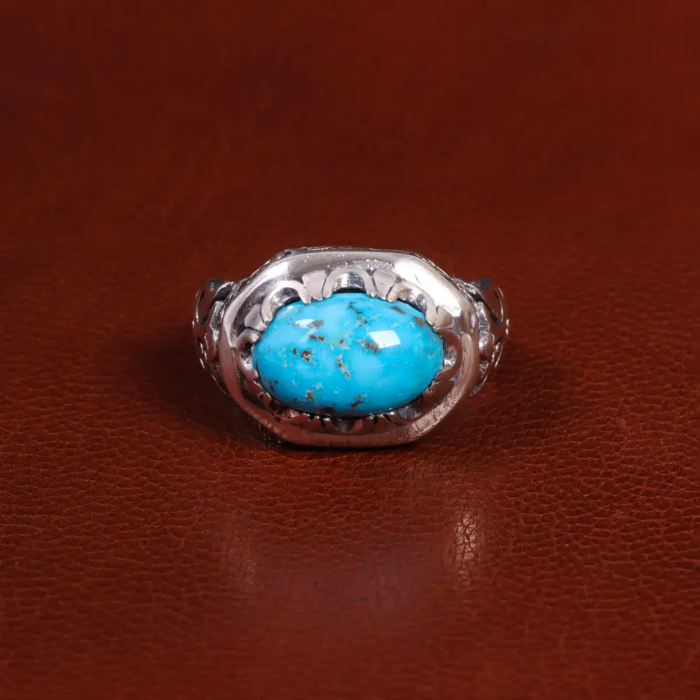 Designer Men’s Silver Ring with Nishaburi Feroza