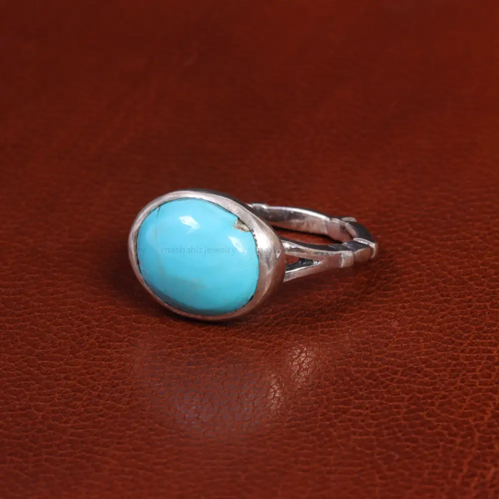 Men’s Sterling Silver Ring Featuring Mined Turquoise