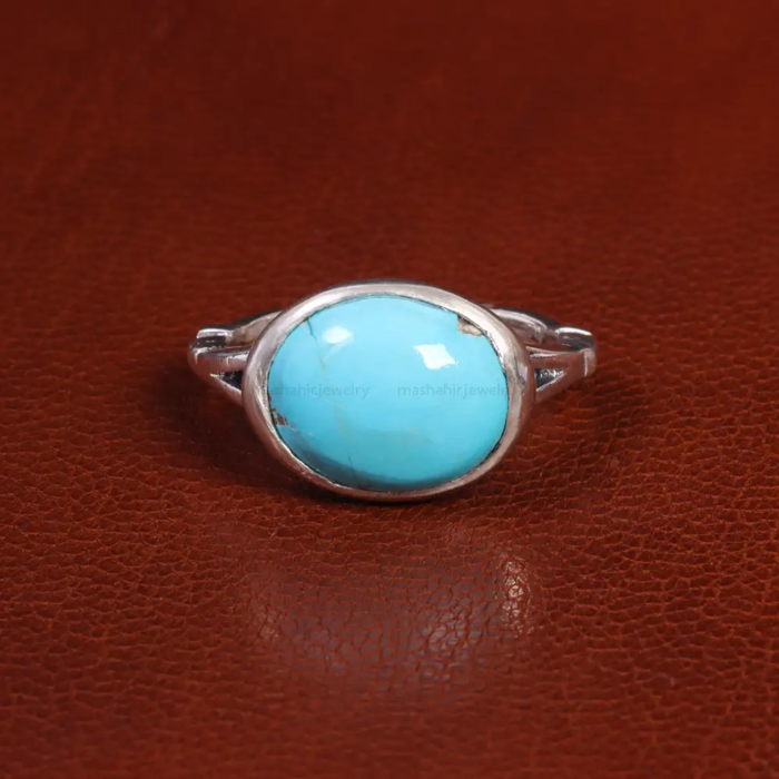 Men’s Sterling Silver Ring Featuring Mined Turquoise