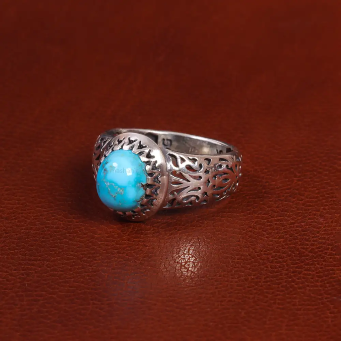 Genuine Nishaburi Turquoise Silver Ring for Men