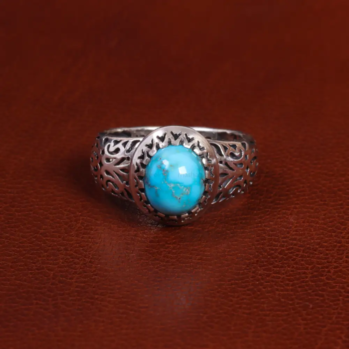 Genuine Nishaburi Turquoise Silver Ring for Men