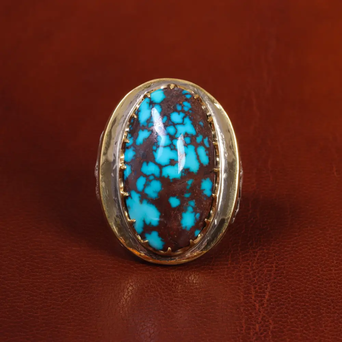 Men’s Sterling Silver Big Ring with Real Turquoise Code 19655