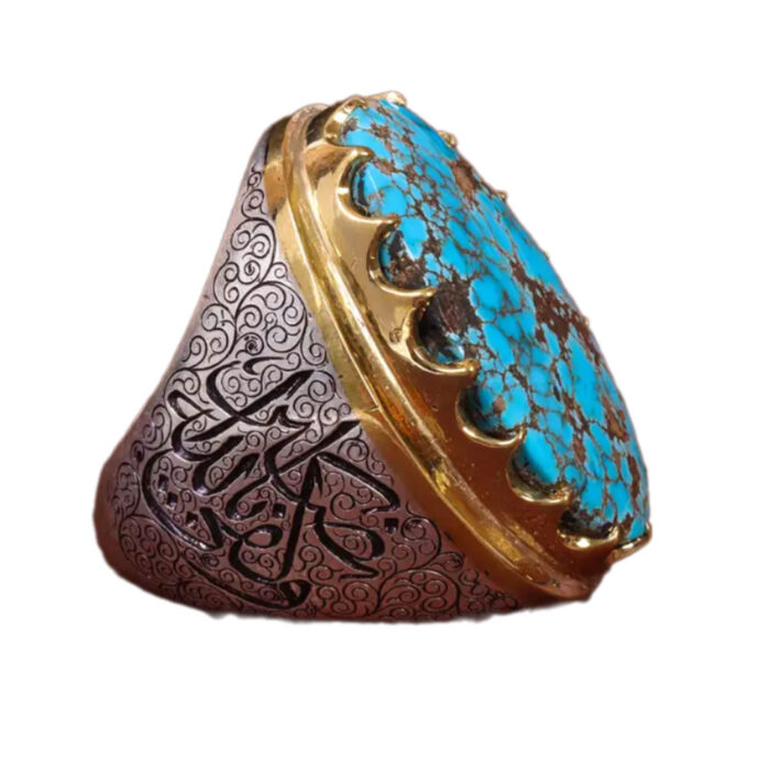 Exclusive Men’s Nishaburi Turquoise Sterling Silver Ring, Code 19656