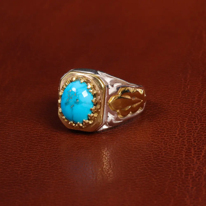 Men’s Silver Ring with Nishaburi Turquoise - Signature Collection, Code 19496