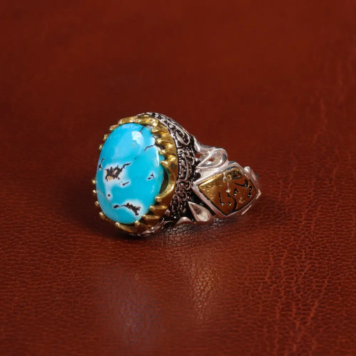 Men’s Silver Ring with Nishaburi Turquoise - Style Statement, Code 19502