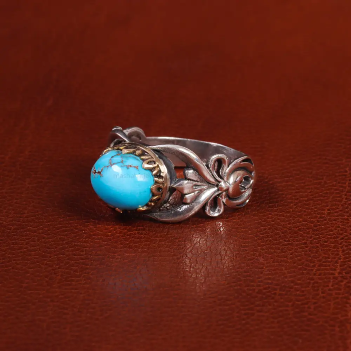 Handcrafted Men’s Silver Ring with Nishaburi Turquoise