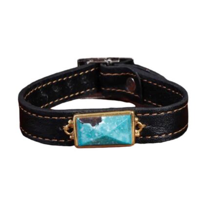 Firooze Bracelet Majesty, Shajari Turquoise Meets Leather Craft