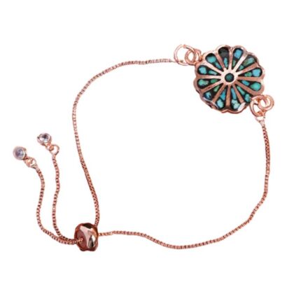 Firooze Bracelet Prestige, Copper Adorned with Shajari Turquoise