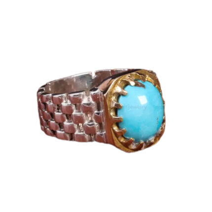 Men's Silver Ring with Real Nishaburi Turquoise, Code 19611