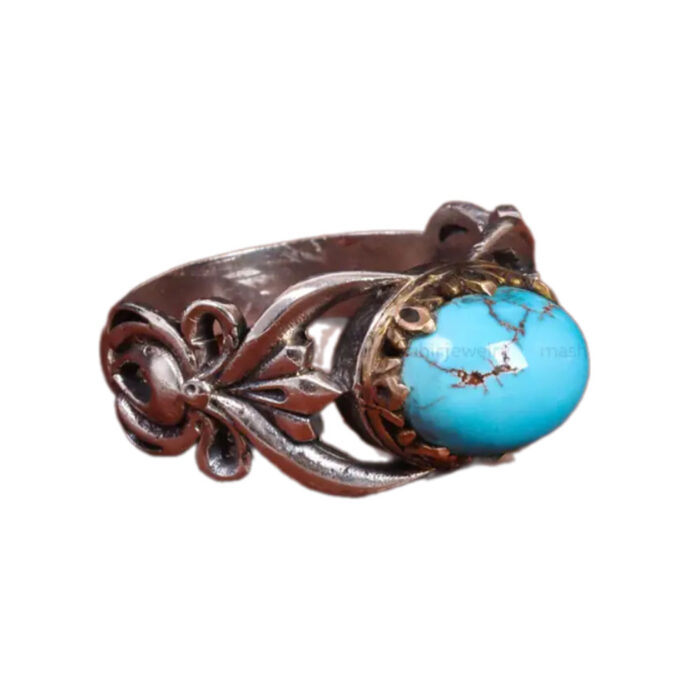 Handcrafted Men’s Silver Ring with Nishaburi Turquoise