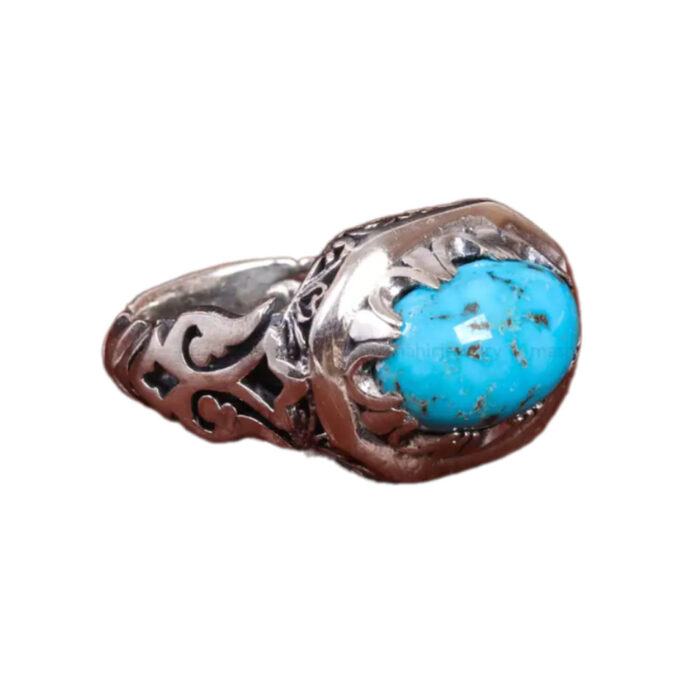 Designer Men’s Silver Ring with Nishaburi Feroza