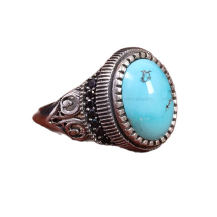 Men's Silver Ring with irani Nishaburi Turquoise