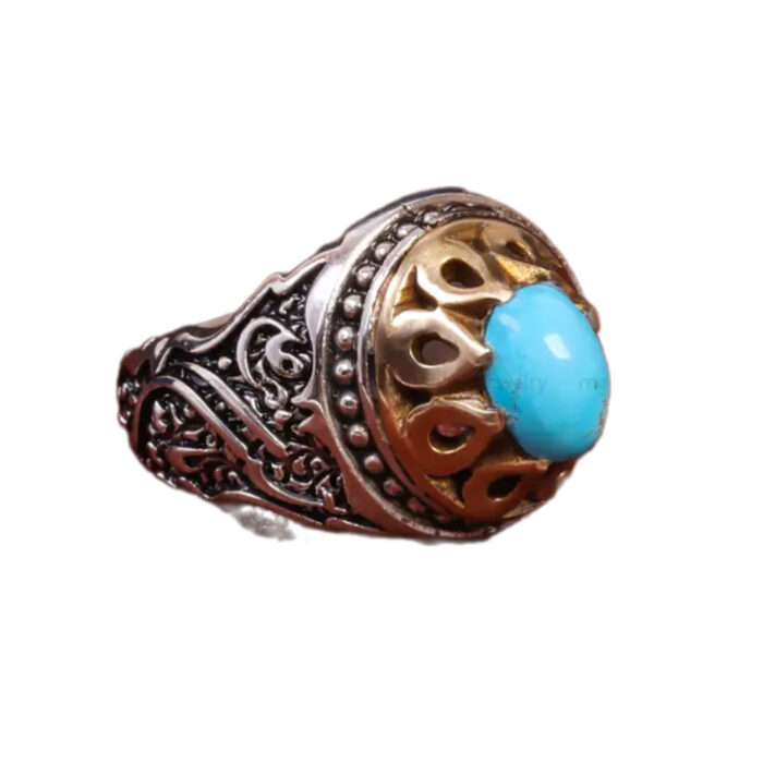 Elegant Men’s Silver Ring with Real Turquoise Stone