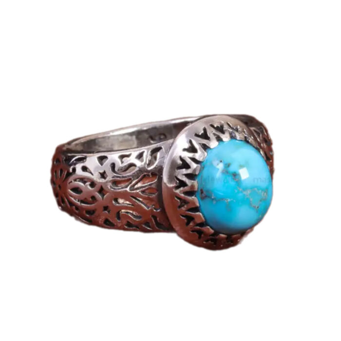 Genuine Nishaburi Turquoise Silver Ring for Men