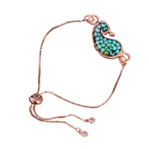 Turquoise Copper Bracelet Grandeur, Authentic Feroza Elegance