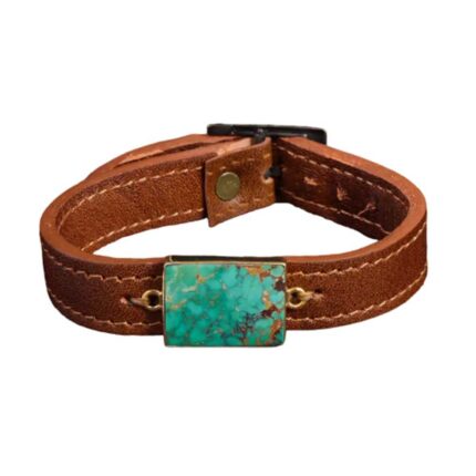 Turquoise Bracelet Allure: Authentic Feroza on Dual Leather