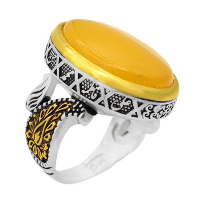 Panjtan model Real Sharaf Shams Stone Men’s Silver Ring