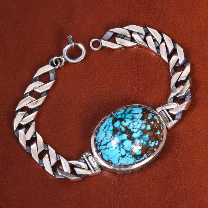 Luxury Nishaburi Turquoise Bracelet Silver for Men's