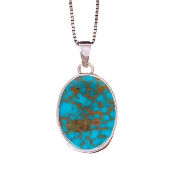 Exclusive Turquoise Gem Necklace with Silver Frame