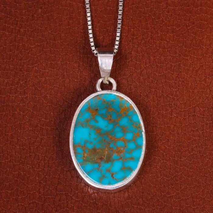 Exclusive Turquoise Gem Necklace with Silver Frame