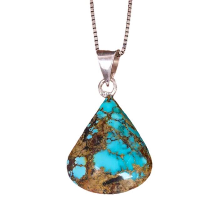 Unique Turquoise Stone Necklace with Silver Frame