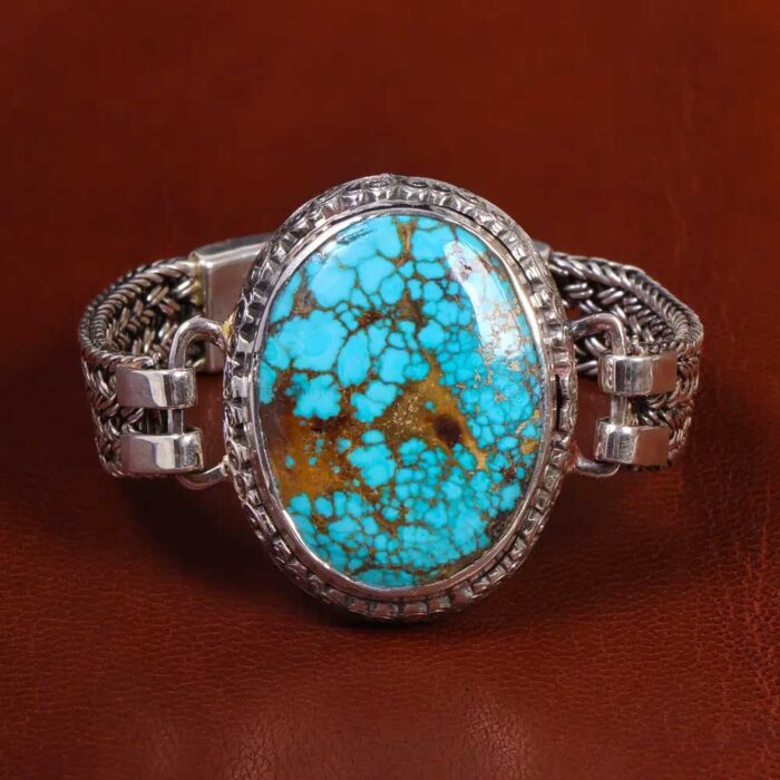 Exclusive Nishaburi Rare Turquoise Bracelet Silver for Men's