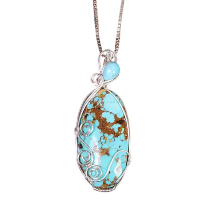 Trendy Choice, Real Turquoise Stone for Necklace with Silver Frame